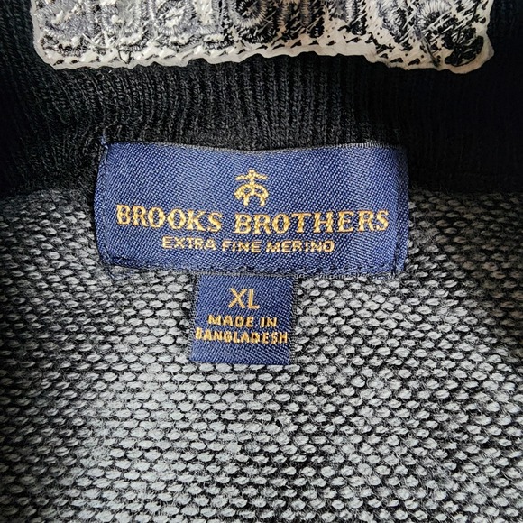 Brooks Brothers Sweater Mens XL Gray Half Zip Mock Neck Merino Wool Prologis - Picture 8 of 14